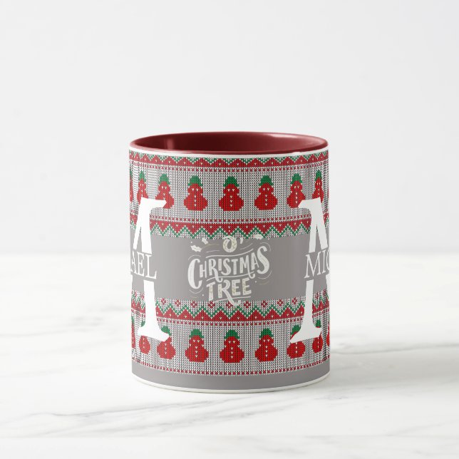 Caneca Simples Monograma Moderno e Elegante de Natal  (Centro)
