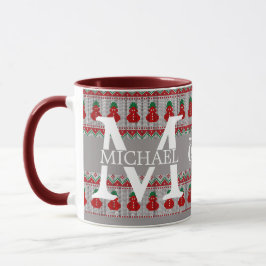 Caneca Simples Monograma Moderno e Elegante de Natal