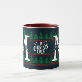 Caneca Simples Monograma Moderno e Elegante de Natal