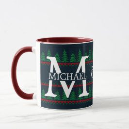 Caneca Simples Monograma Moderno e Elegante de Natal