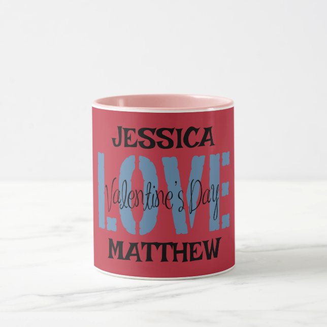 Caneca simples namorados rosa elegante, doce para casal (Centro)