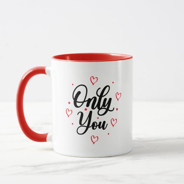 Caneca Simples Romance Ama Apenas Você Escrito Preto Eleg (Esquerda)