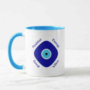 Caneca Simplesmente Vibrações Positivas Olho Azul do Mal