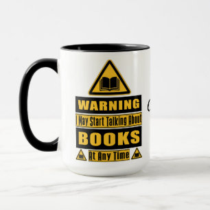 Caneca Sinal de Aviso Personalizado para Amantes de Livro