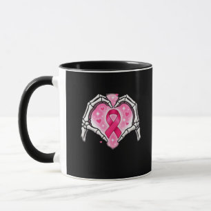 Caneca Sinal de coração da mão do esqueleto do Cancer da