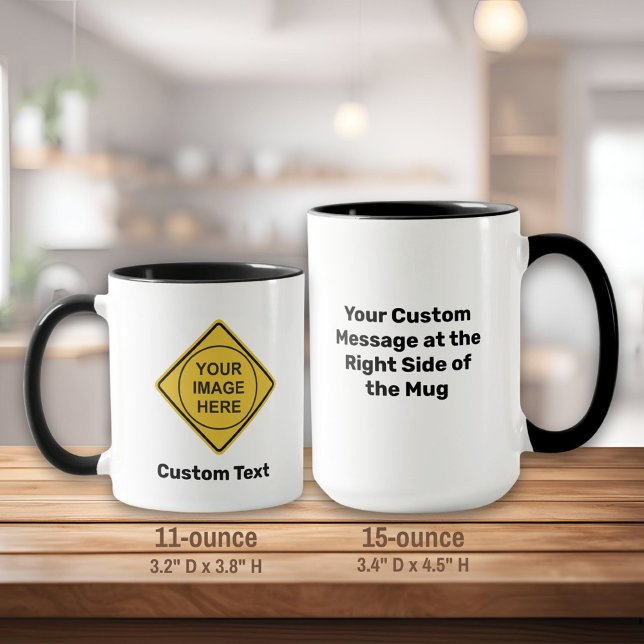 Caneca Sinal de Diamante de Aviso Personalizado (Criador carregado)