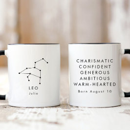 Caneca Sinal de Leo Zodiac Minimalista Personalizado