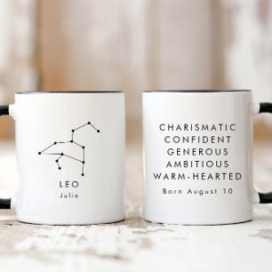Caneca Sinal de Leo Zodiac Minimalista Personalizado