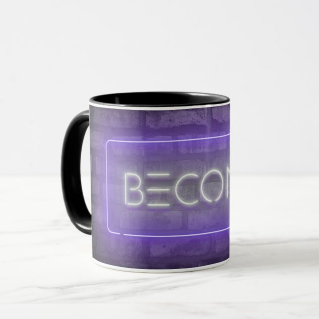 Caneca Sinal de Neon Roxo (Frente Esquerda)