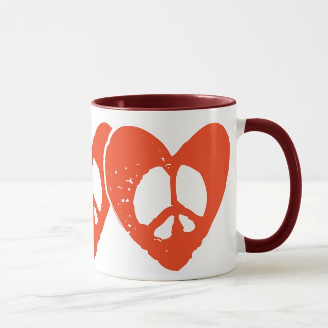 Caneca Sinal de Paz do Coração Vermelho (Direita)