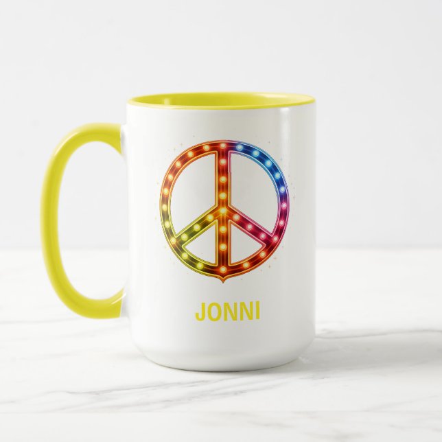 Caneca Sinal de Paz Luzes de Neon Unisex (Esquerda)