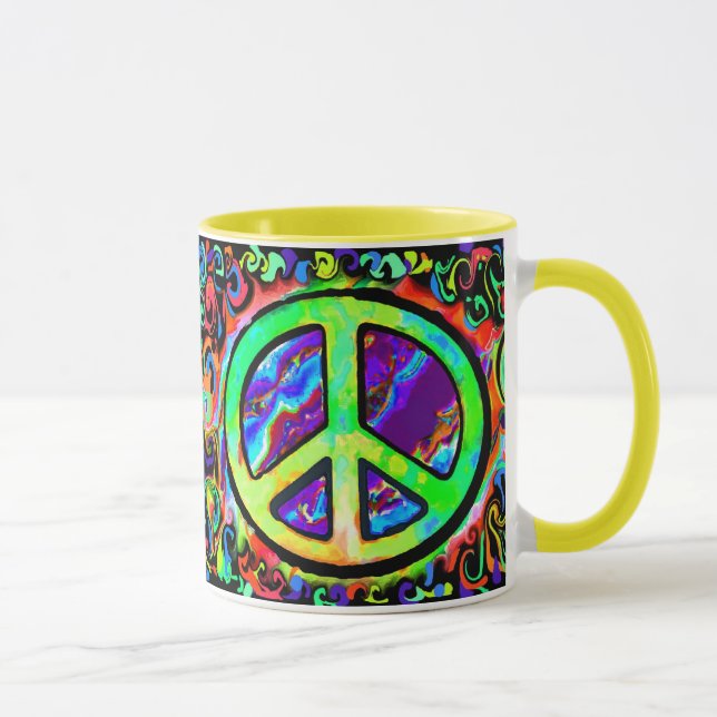 Caneca Sinal de Paz Psicodélico (Direita)