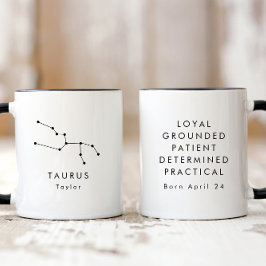 Caneca Sinal de Taurus Zodiac Minimalista Personalizado