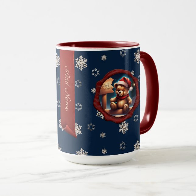 Caneca Sinal de Ursinho de Natal - Banner personalizado - (Frente Esquerda)