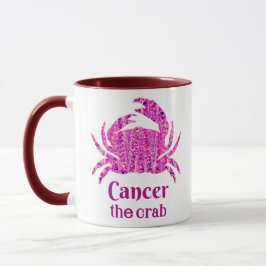 Caneca Sinal de Zodiac para Cancer em Maroon e Roxo