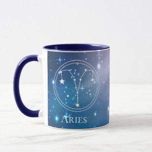 Caneca Sinal do Zodíaco ARIES Roxo Azul Nome Monograma Fo