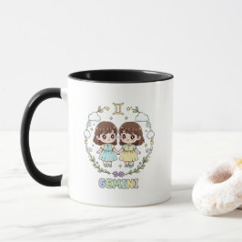 Caneca Sinal do Zodíaco Gêmeos Kawaii Fofo