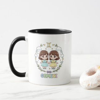 Caneca Sinal do Zodíaco Gêmeos Kawaii Fofo