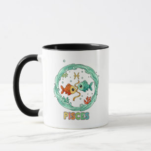 Caneca Sinal do Zodíaco Peixes Kawaii Fofo