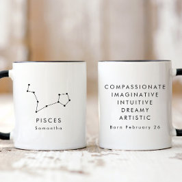 Caneca Sinal Zodiac de Peixes Mínimos Personalizados