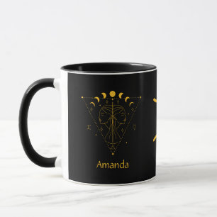Caneca Sinal Zodiac Gemini Ouro Amarelo Personalizável Mu