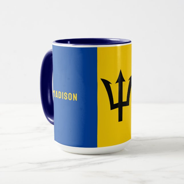 Caneca Sinalizador de Barbados de Nome Personalizado (Frente Esquerda)