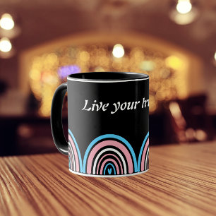 Caneca Sinalizador de Transgênero LGBTQ: viva seu verdade