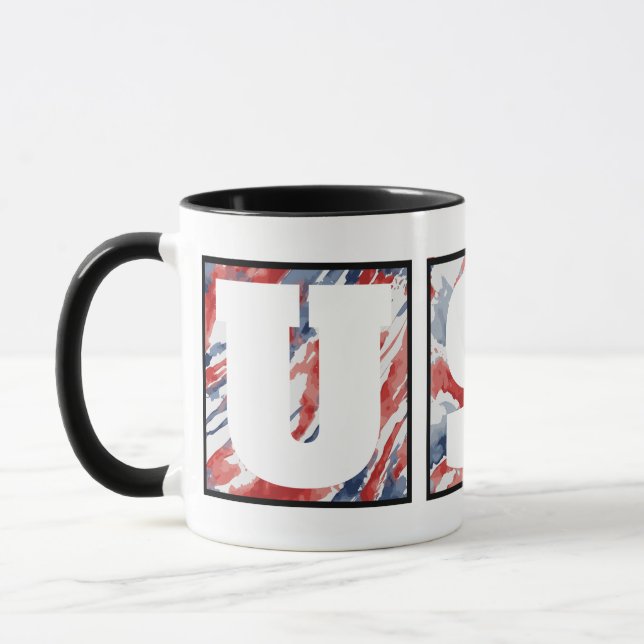 Caneca Sinalizador Elegante Abstrato Watercolor "USA" (Esquerda)