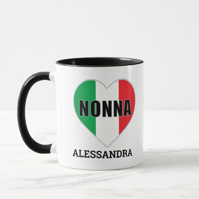 Caneca Sinalizador italiano NONNA Heart personalizado (Esquerda)