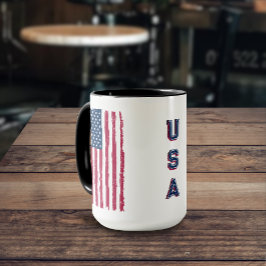 Caneca Sinalizador Vintage US (Vertical) / Texto Azul