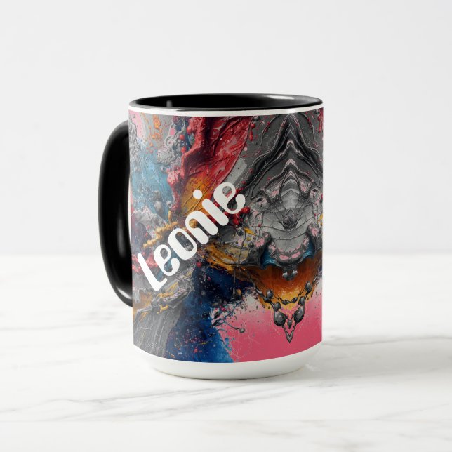 Caneca Sinfonia Contemporânea de Cores Abstratas (Frente Esquerda)