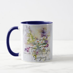 Caneca Sirva ao Senhor com alegria floral 