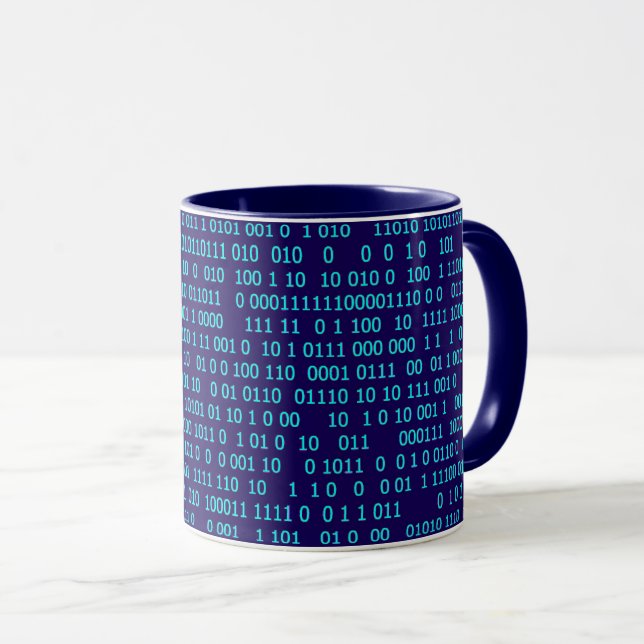 Caneca Sistema binário numérico azul (Frente Esquerda)