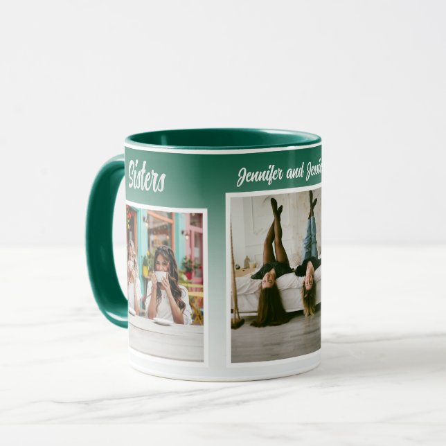 Caneca Sisters Photo Collage with Names, Best Therapy (Frente Esquerda)