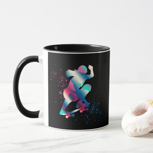 Caneca Skateboarder fêmea (Com Donut)