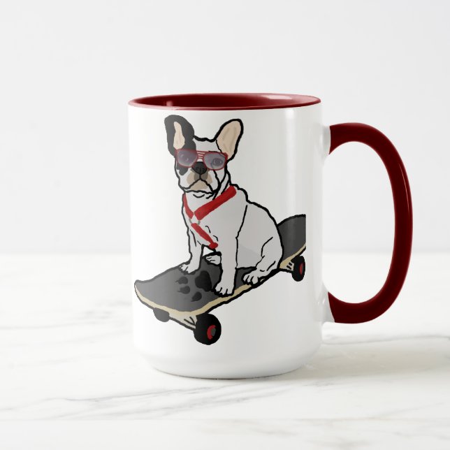 Caneca Skateboarding do buldogue francês (Direita)