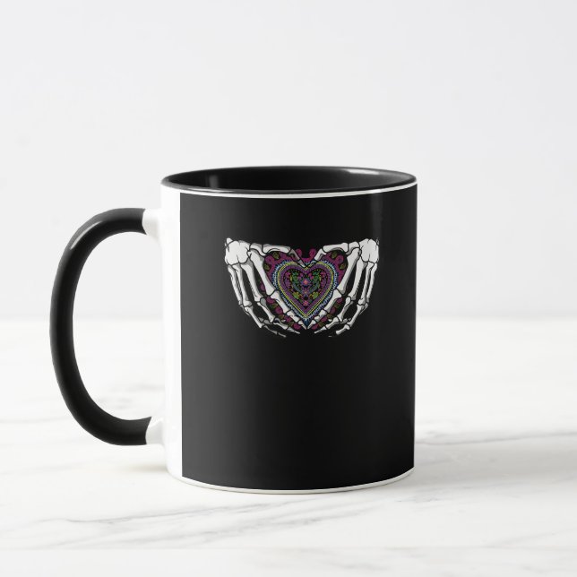 Caneca Skeleton Hand Heart Muertos Dia Mexicano do Morto (Esquerda)