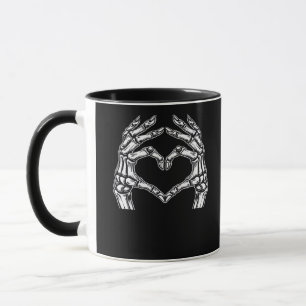 Caneca Skeleton Heart Hands Sign Halloween Figurume Basic