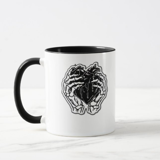 Caneca Skeleton Heart Mãos Engraçadas (Esquerda)