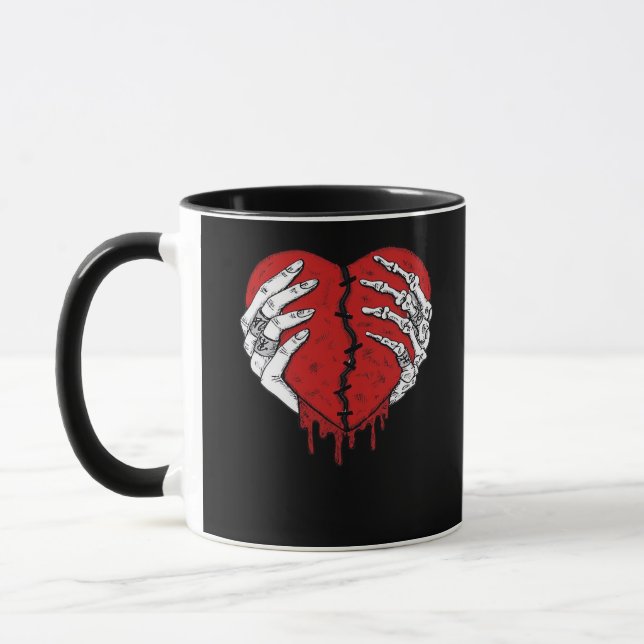 Caneca Skeleton Mãos Corações Trending Clássicos (Esquerda)