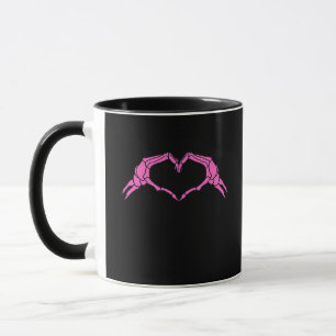 Caneca Skeleton Mãos - Sinal de Coração Retro Halloween
