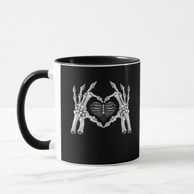 Caneca Skeleton Ribs Sinal de Coração da Mão (Esquerda)