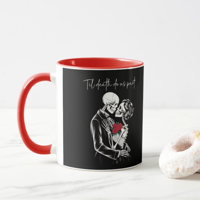 Caneca Skelton Lovers até a morte nos separamos (Com Donut)