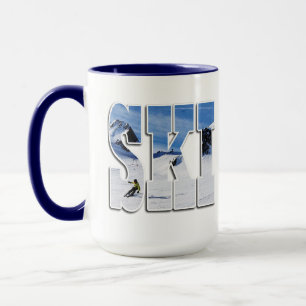 Caneca SKI - Desenho de Esportes de Inverno na Montanha