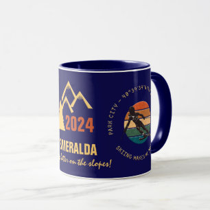 Caneca Ski Park City, Utah - Woman Skier, Texto de Ouro