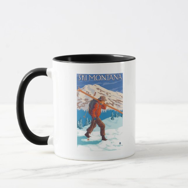Caneca Skier Carregando Snow Skis - Montana (Esquerda)