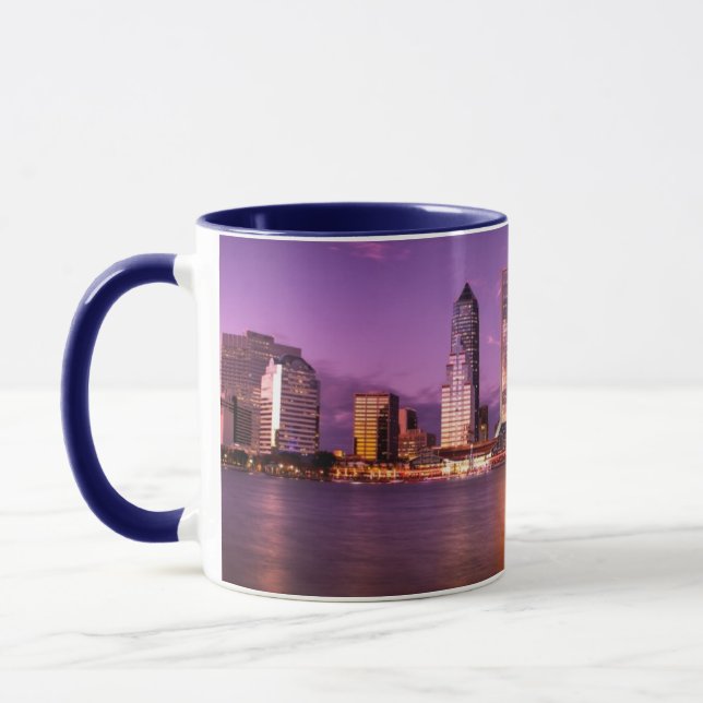 Caneca Skyline de Jacksonville Florida na noite (Esquerda)