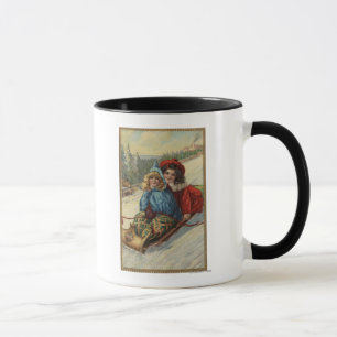 Caneca Sledding das meninas de ChristmasTwo