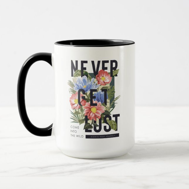 Caneca Slogan Floral Nunca Perdido (Esquerda)