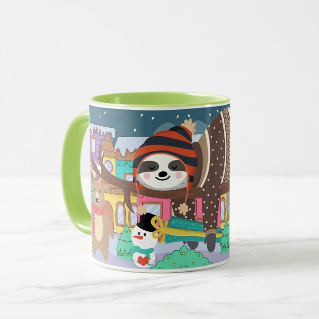 Caneca Sloth de Natal (Frente Esquerda)